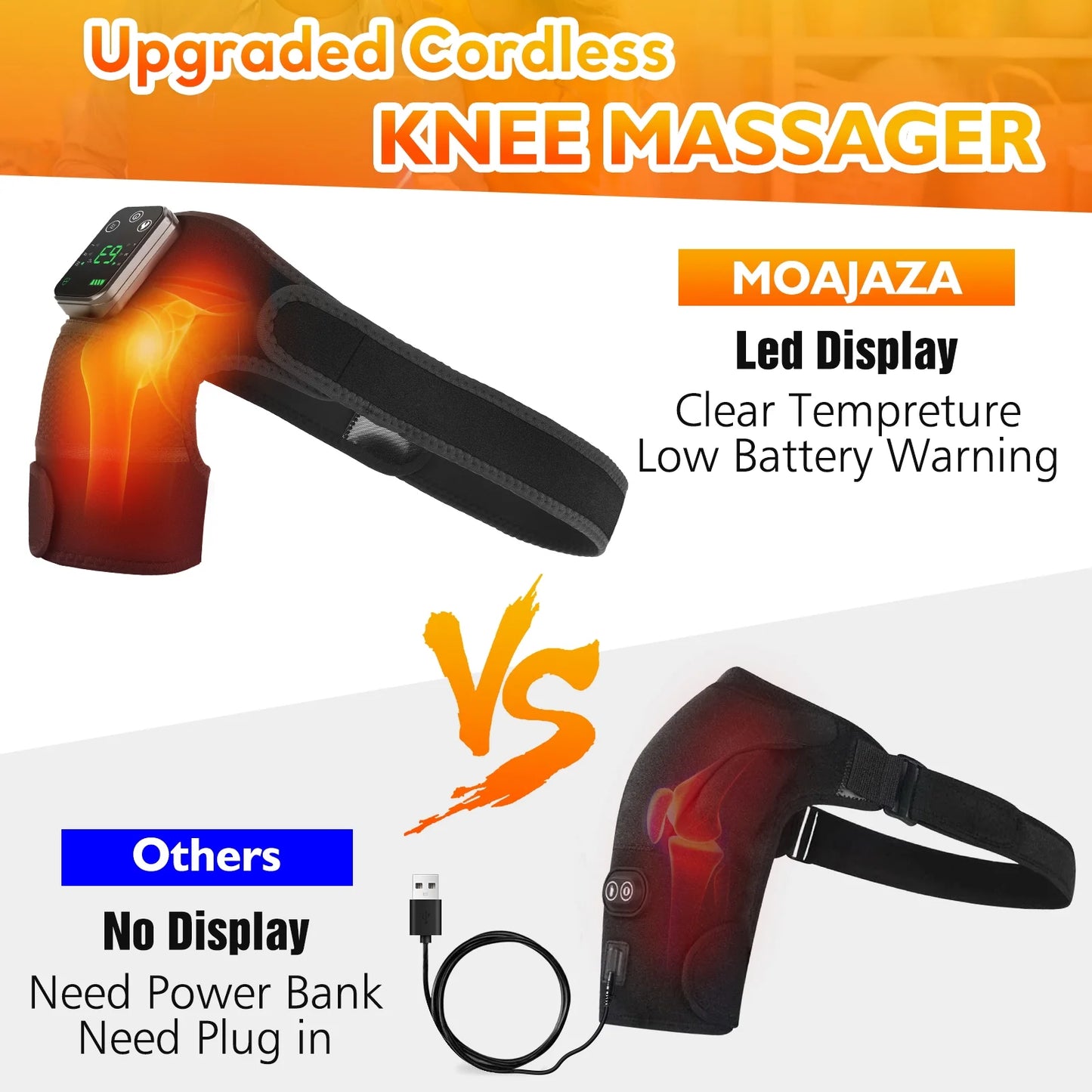 Heating Knee Massager, 2PCS Knee Shoulder Elbow 3-In-1 Heating Vibration Massager, Portable Wireless Hot Compress Massager, Relieve Pressure, Suitable for Office, Study, Home Ideal Gift