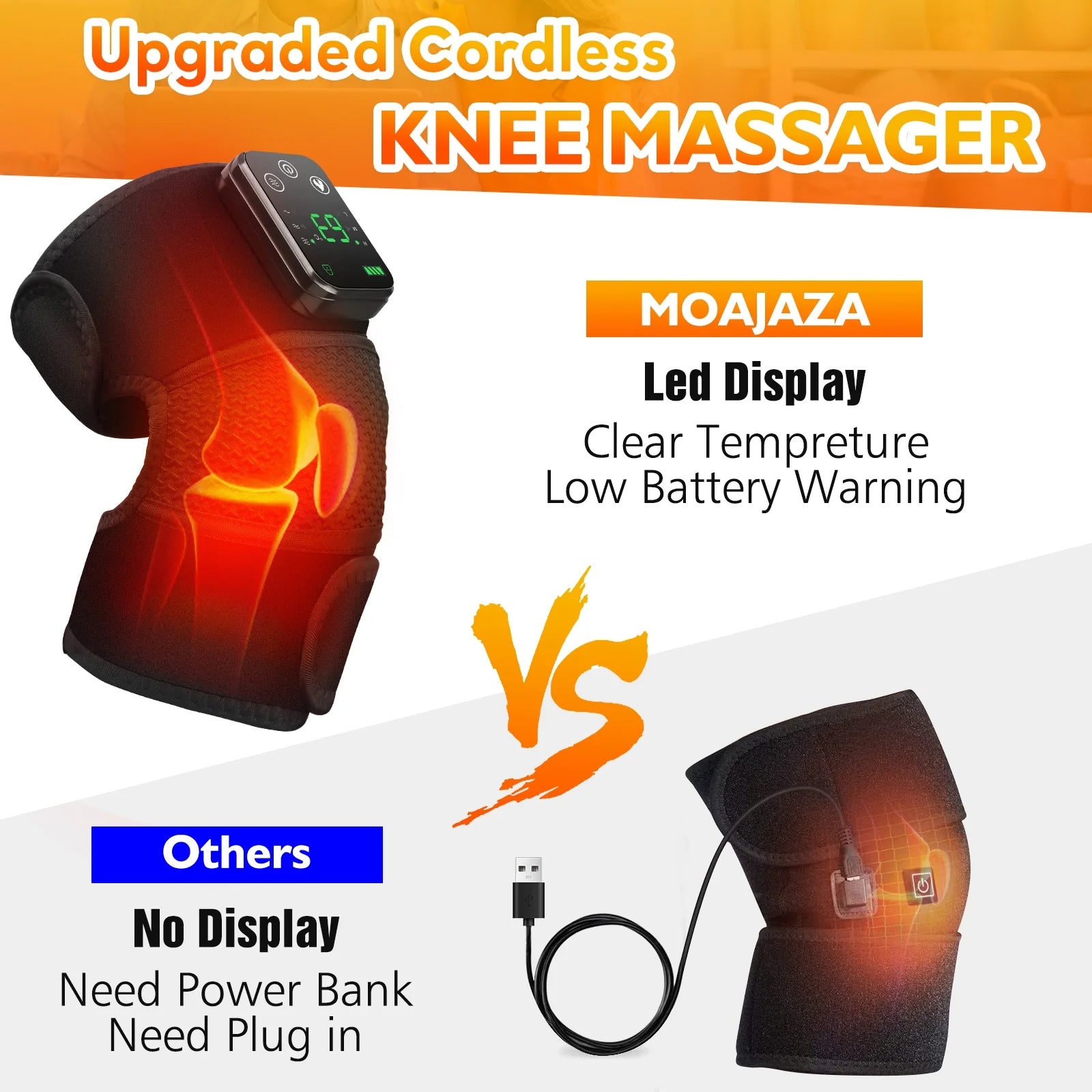 Heating Knee Massager, 2PCS Knee Shoulder Elbow 3-In-1 Heating Vibration Massager, Portable Wireless Hot Compress Massager, Relieve Pressure, Suitable for Office, Study, Home Ideal Gift