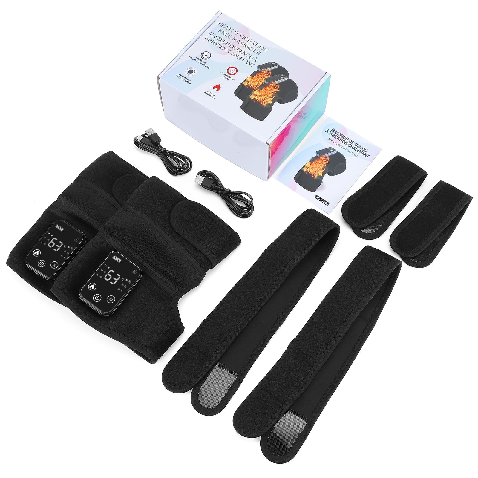 Heating Knee Massager, 2PCS Knee Shoulder Elbow 3-In-1 Heating Vibration Massager, Portable Wireless Hot Compress Massager, Relieve Pressure, Suitable for Office, Study, Home Ideal Gift