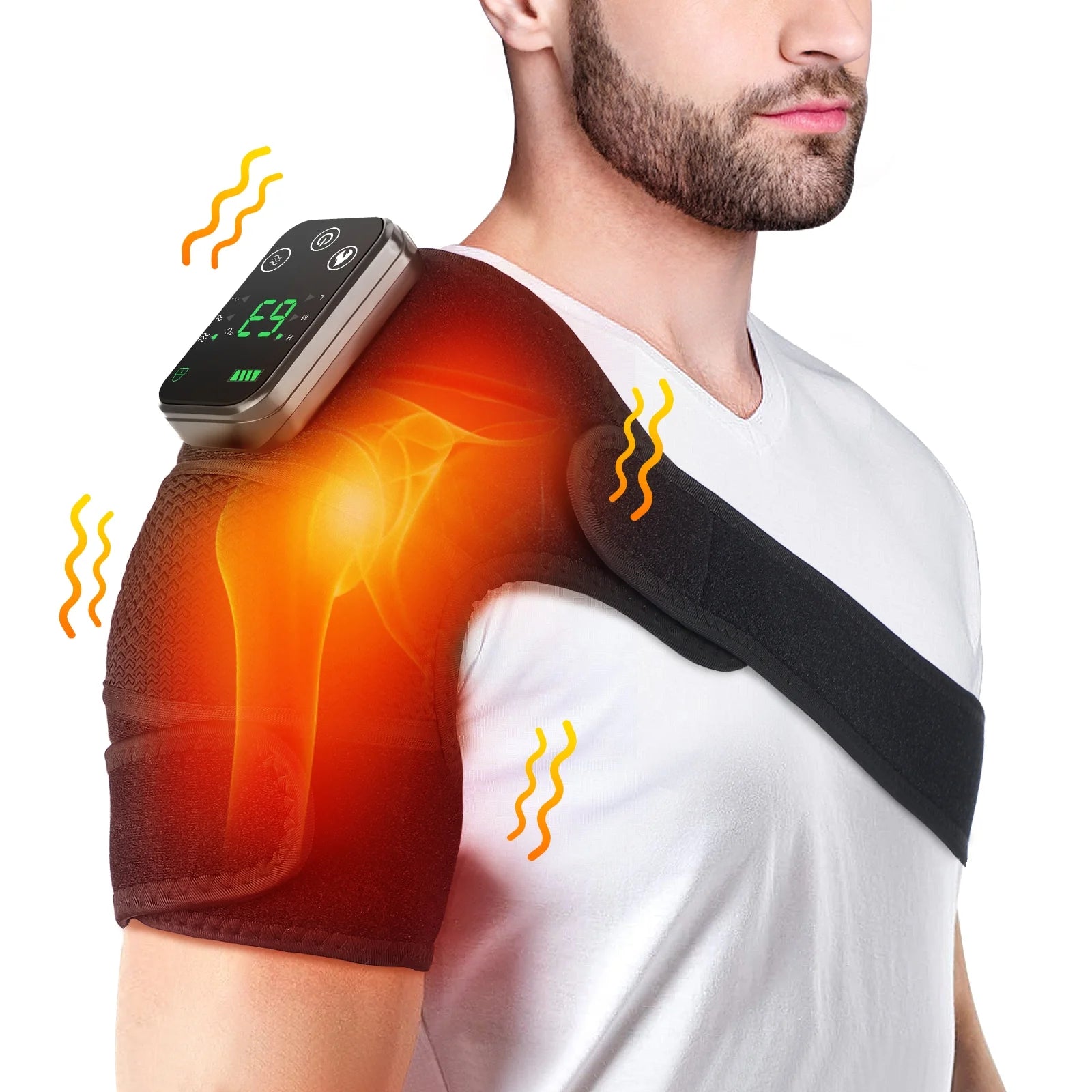 Heating Knee Massager, 2PCS Knee Shoulder Elbow 3-In-1 Heating Vibration Massager, Portable Wireless Hot Compress Massager, Relieve Pressure, Suitable for Office, Study, Home Ideal Gift